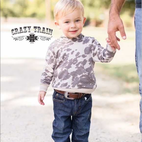 🌵🌵Crazy Train Kids Cow Print Hoodie Boy or Girl - Picture 4 of 10